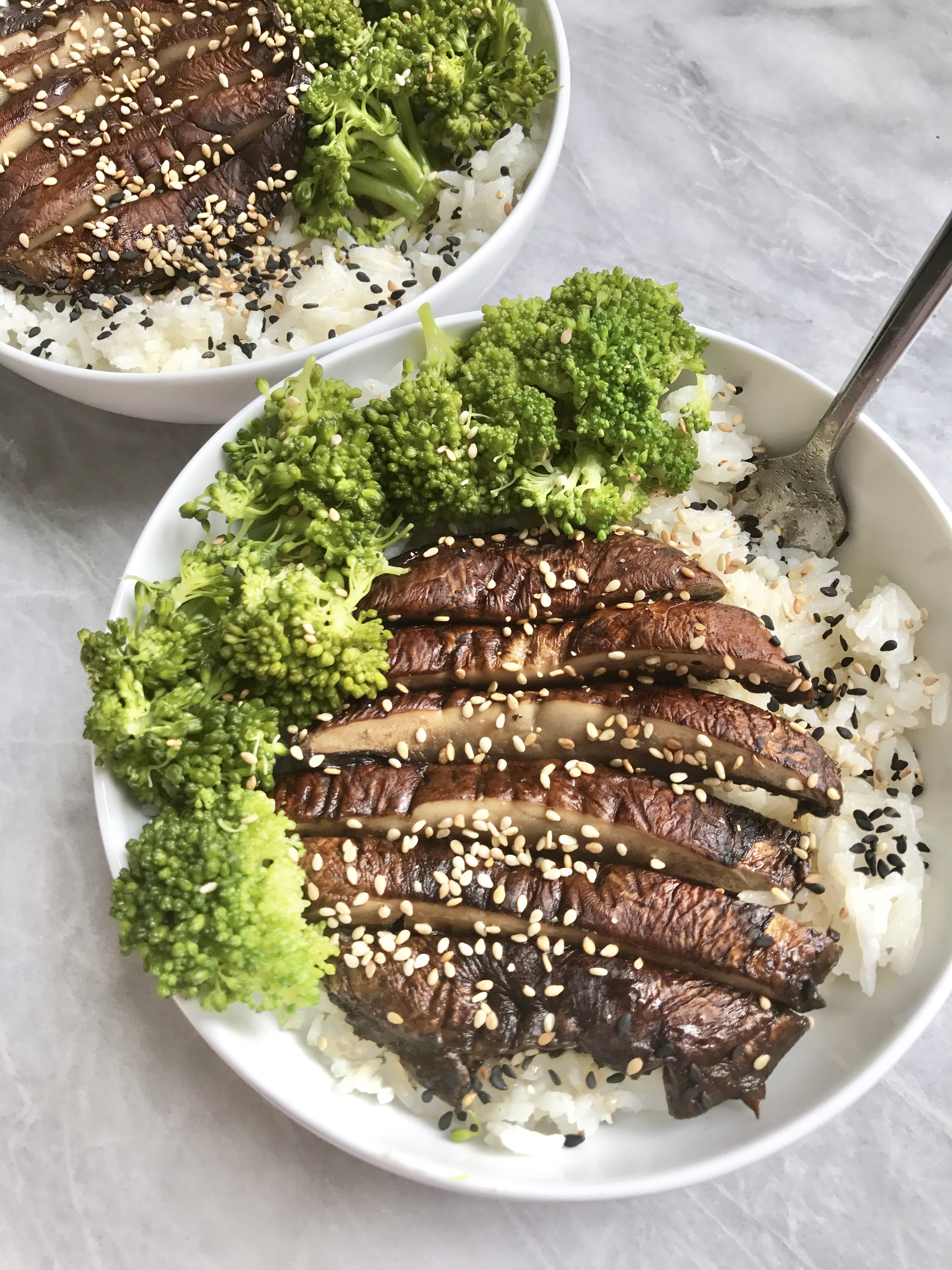 Portobello Mushroom “Steak” & Broccoli Rice Bowls