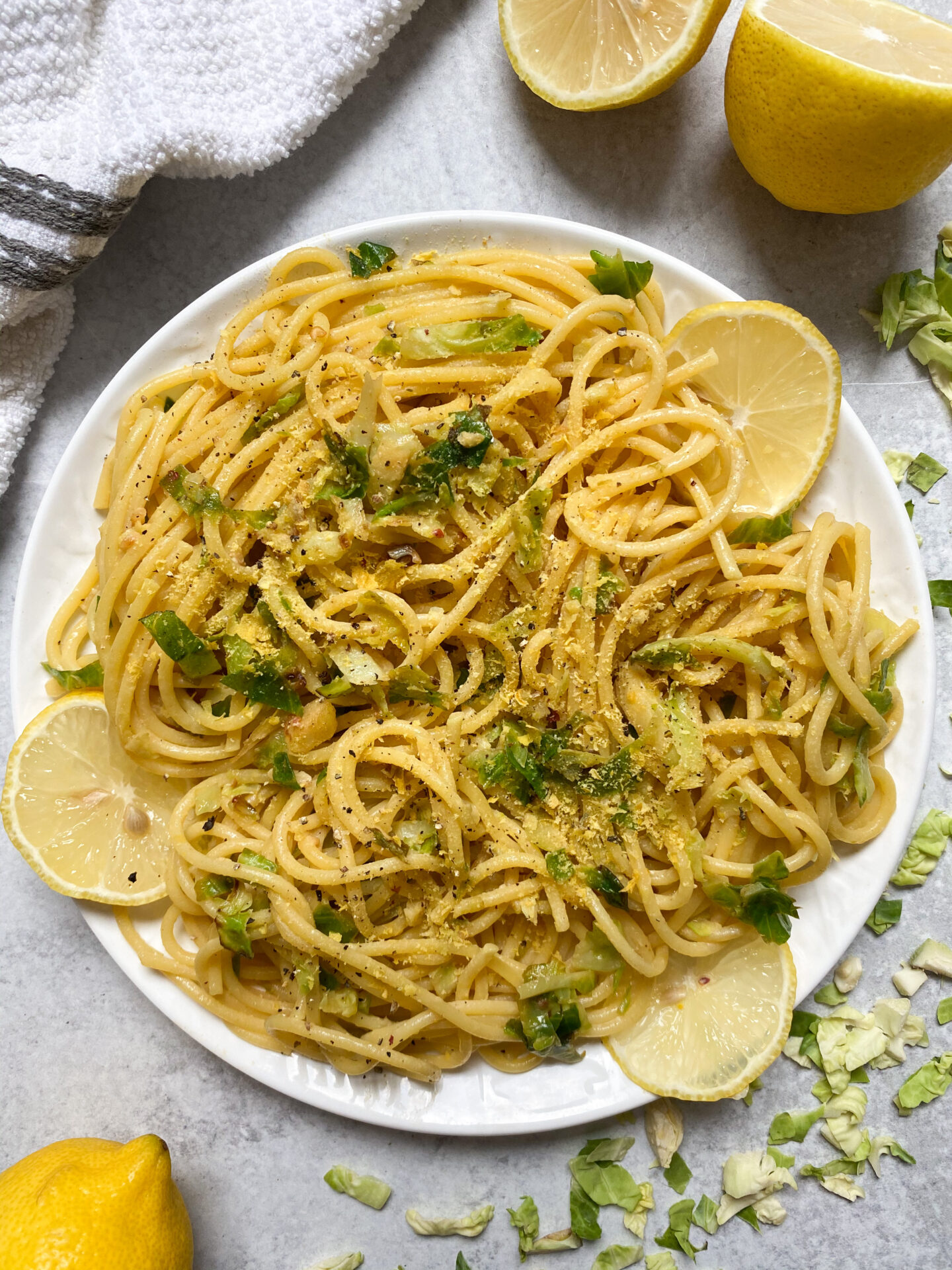 Lemony Brussels Sprouts Pasta – Plant Based Jane